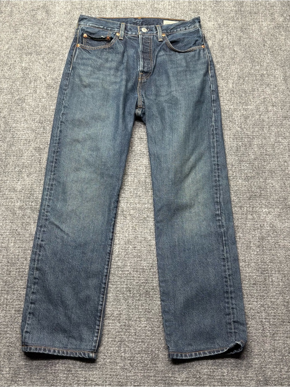 Levis Jeans Womens 29x28 Blue Premium 501 Straight Button Fly Big E Renewcell